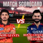 लखनौ सुपर जायंट्स वि rcb सामन्याचे स्कोअरकार्ड